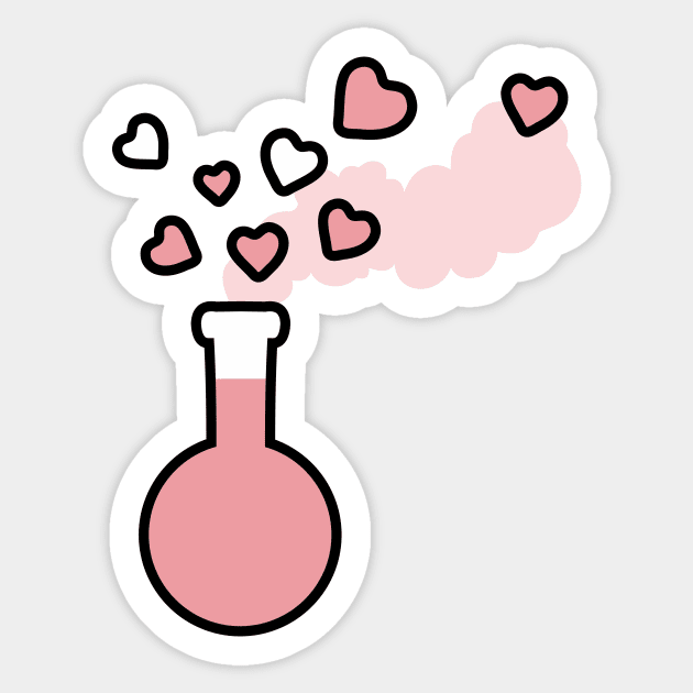 Pink Love Magic Potion in Laboratory Flask Sticker by XOOXOO